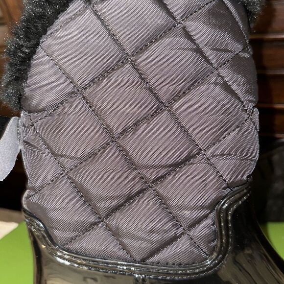 Kate Spade 9M Black Rubber Fleece Faux Fur Lined Rain Winter Pull-On Boots - Picture 14 of 15